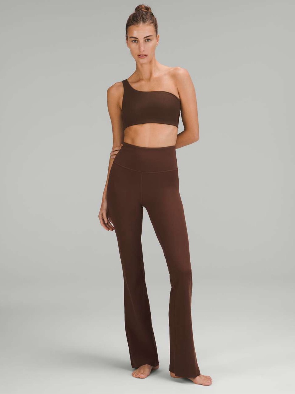 Lululemon Ribbed Nulu Asymmetrical Yoga Bra Light Support, A/B Cup Java sz 4